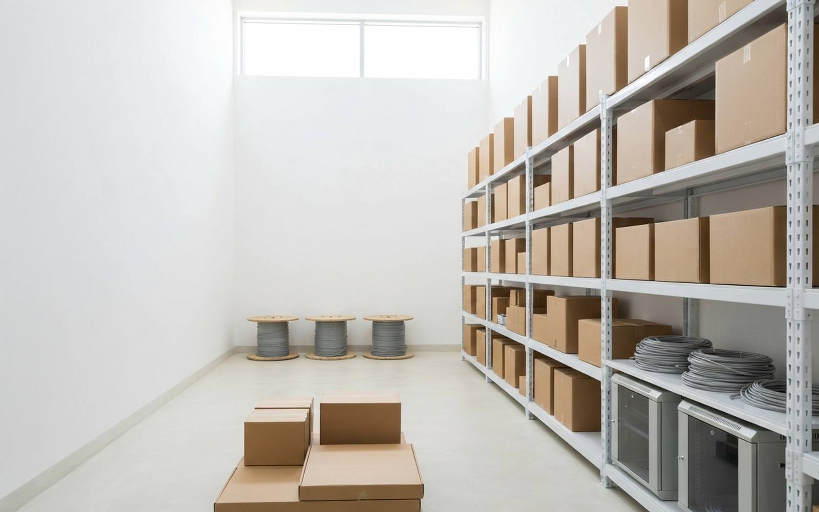 Communications stock on the shelves of the equipment store, ready for delivery.